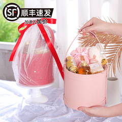 手提げ皮質抱っこ桶結婚式の花嫁のお土産箱子供誕生日百日宴皮桶空礼箱お返し