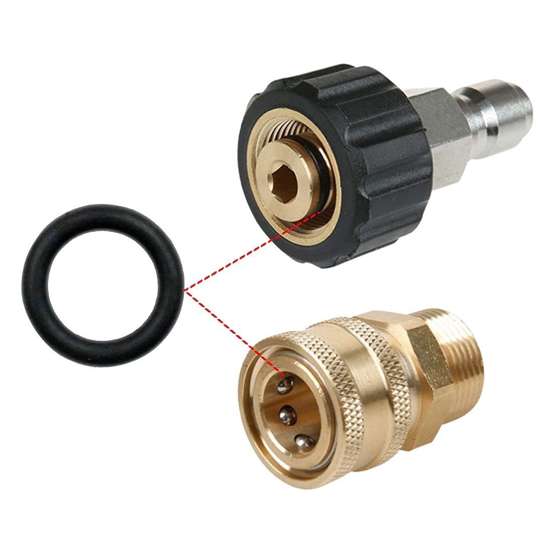 Transfronteriza lavadora de alta presión o-ring 1/4 M22 3/8 anillo de sellado de conector rápido conjunto de 80