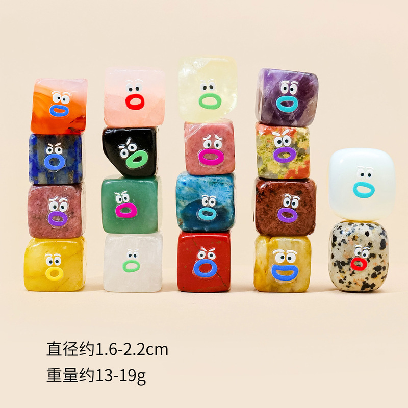 Natural Crystal Small Square Pet Elf Cute Little Ornaments Yellow Purple Pink Raw Stone Rubik's Cube Book Desktop Workstation Decoration