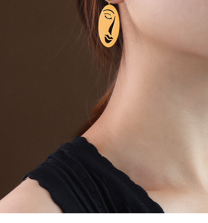 Simple Art Human Face Line Titanium Steel Earrings display picture 3