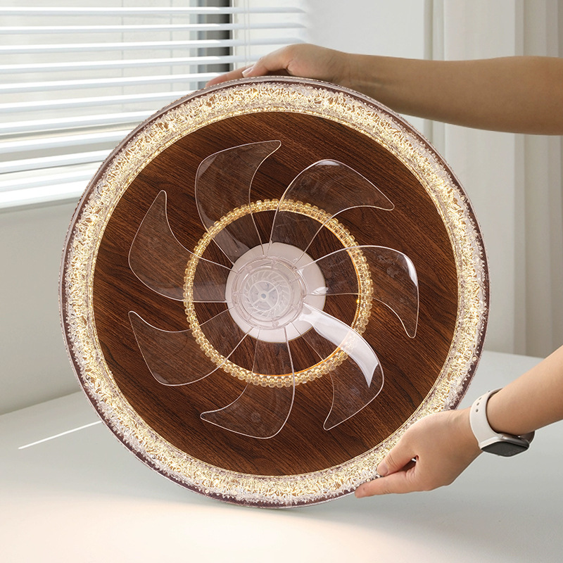 Lámpara de techo de ventilador de dormitorio de estilo antiguo, sacudiendo la cabeza de 360 grados, silencioso, retro, luz estadounidense, lujo, iluminación de habitación de alta gama