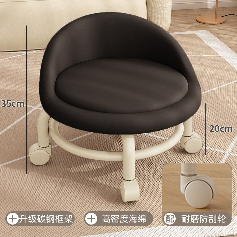 Taburete bajo, polea, taburete para niños pequeños, rueda universal, taburete pequeño, pedicura, silla giratoria, rueda silenciosa móvil