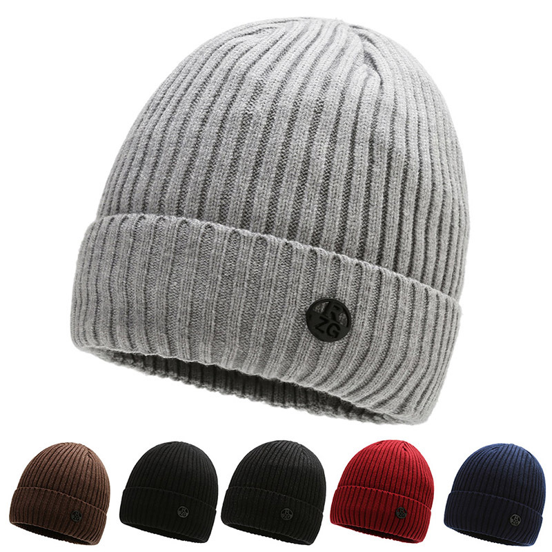 Autumn and Winter Knitted Hat Solid Color Spot Warm Cold-proof Hat for Men and Women Korean Fashion Wool Hat with Velvet Thickening