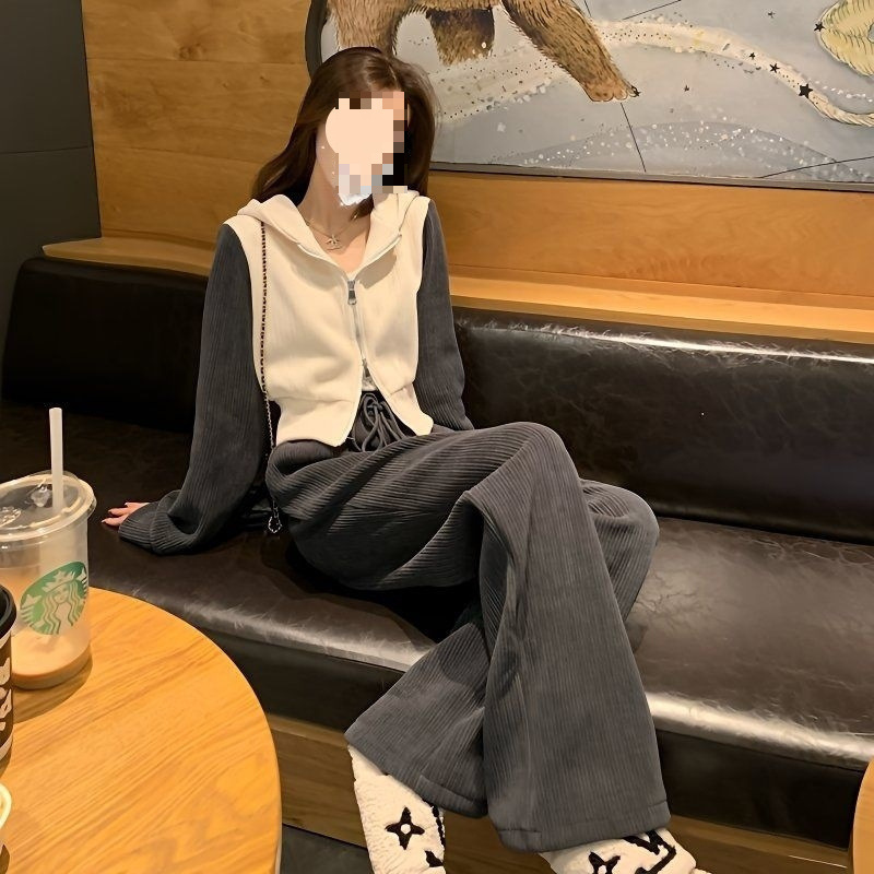 高级感卫衣运动服套装女秋季宽松显瘦小个子时尚阔腿裤休闲两件套|undefined