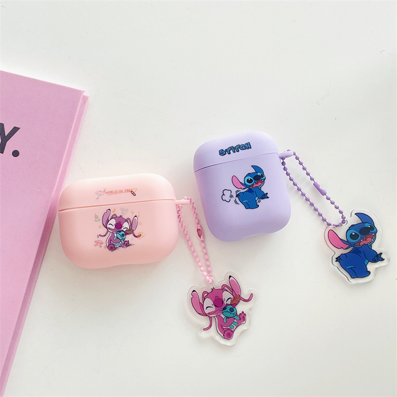 磨砂史迪仔適用Airpods1/2/3代款蘋果Pro2耳機保護套創意彩繪軟殼