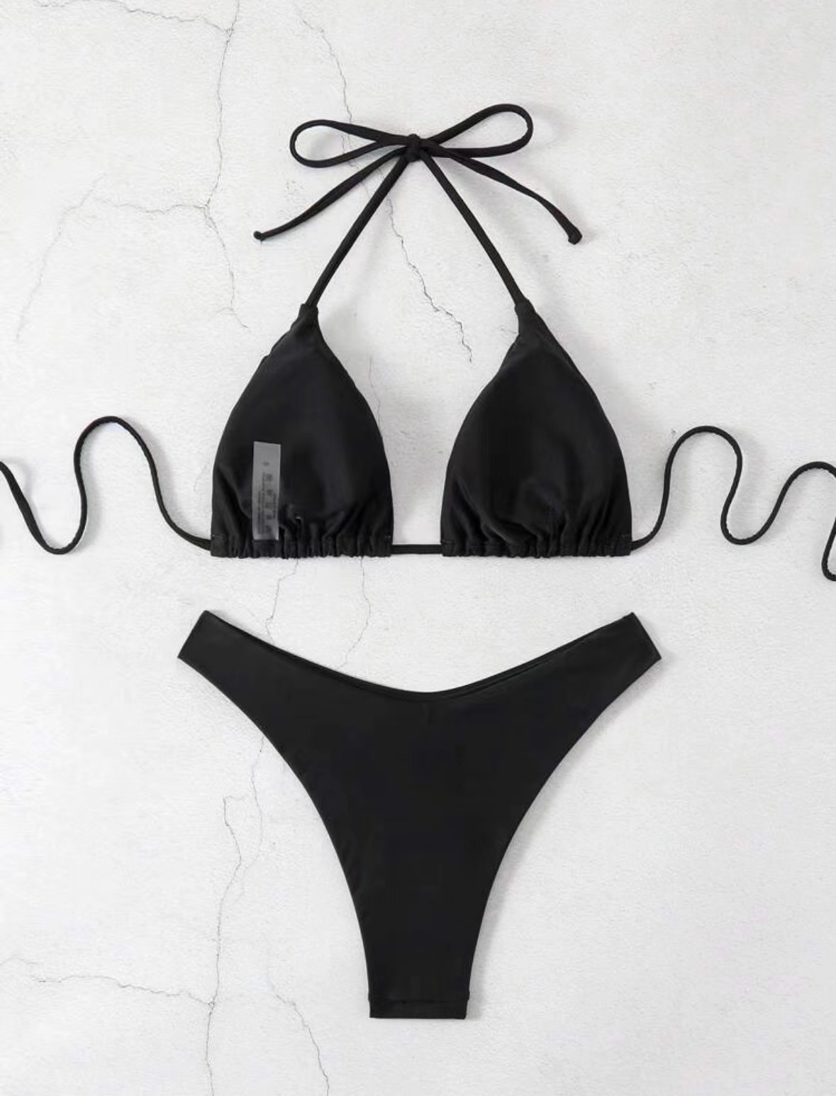 Women's Clothing Tie Up Bikini Swimsuit Solid Color Two Piece Sexy Women's Clothing Swimwear_ecoleips.com