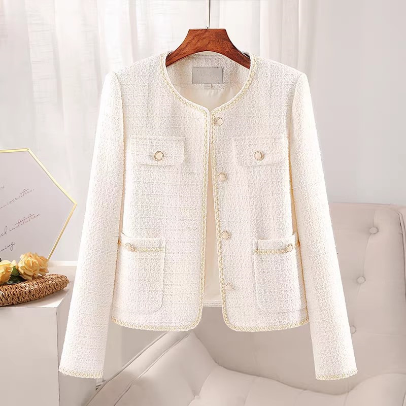 Tweed Style Jacket 2025 Spring New Women's Thick Floral Single-Breasted Slim Long-Sleeved Elegant Top