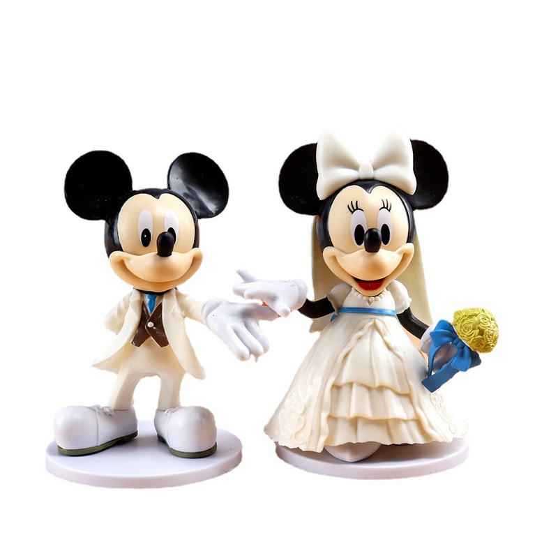ミッキーマウスミッキーミニーフィギュアウェディングドレスバレンタインデーケーキデコレーションギフトホームデコレーション車の人形|undefined