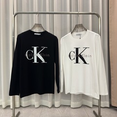 CK欧美潮牌 2025新款字母印花时尚百搭休闲宽松男女同款长袖T恤