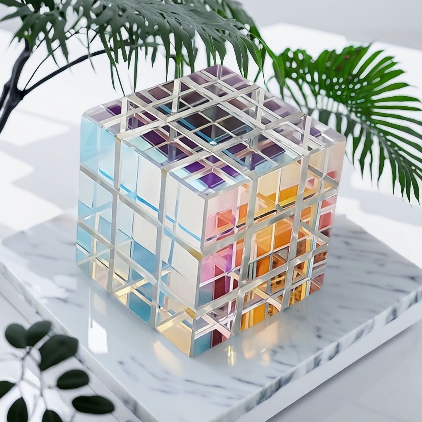 Sun Catcher Rubik Magic ChromaCube vidrio colorido decoración de escritorio Cubo de cristal de color