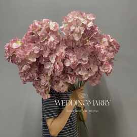 豆沙粉色系莫奈风花花材婚礼路引现场布置绢花假花装饰花婚庆插花