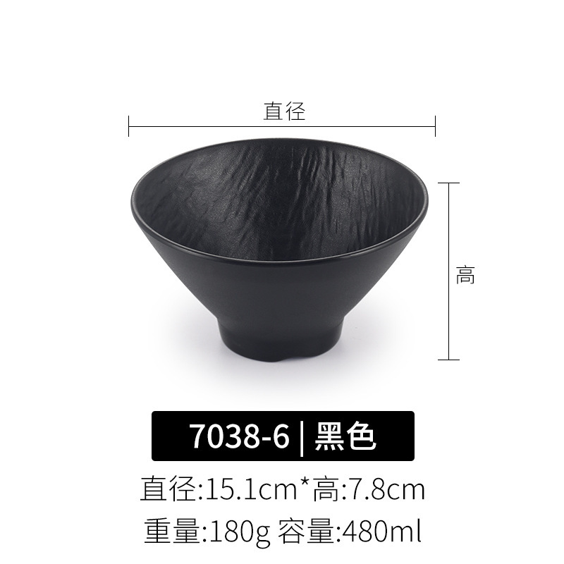 Japonés negro melamina bolos de arroz bolos de mezcla de fideos bolos de hotel restaurante bolos de sopa de plástico bolos de ensalada comerciales