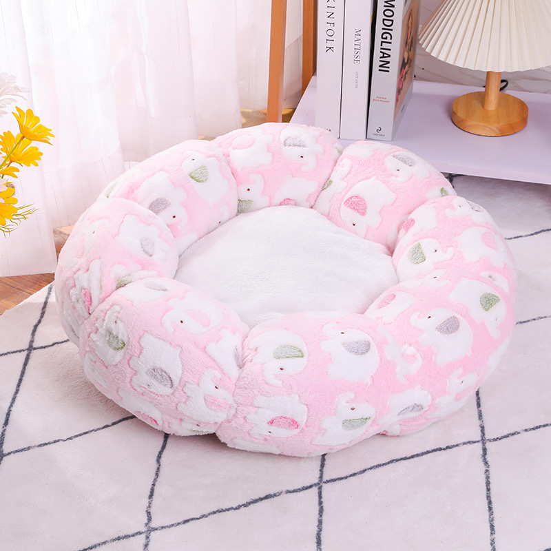 Nueva mascota nido de flores de protección del cuello del gato de la felpa Nido de gato caliente Cuatro Estaciones Universal ronda estera del animal doméstico en la acción al por mayor