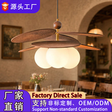 法式藤编餐厅卧室魔豆吊灯复古拉菲草吧台led中山灯具线条灯美式
