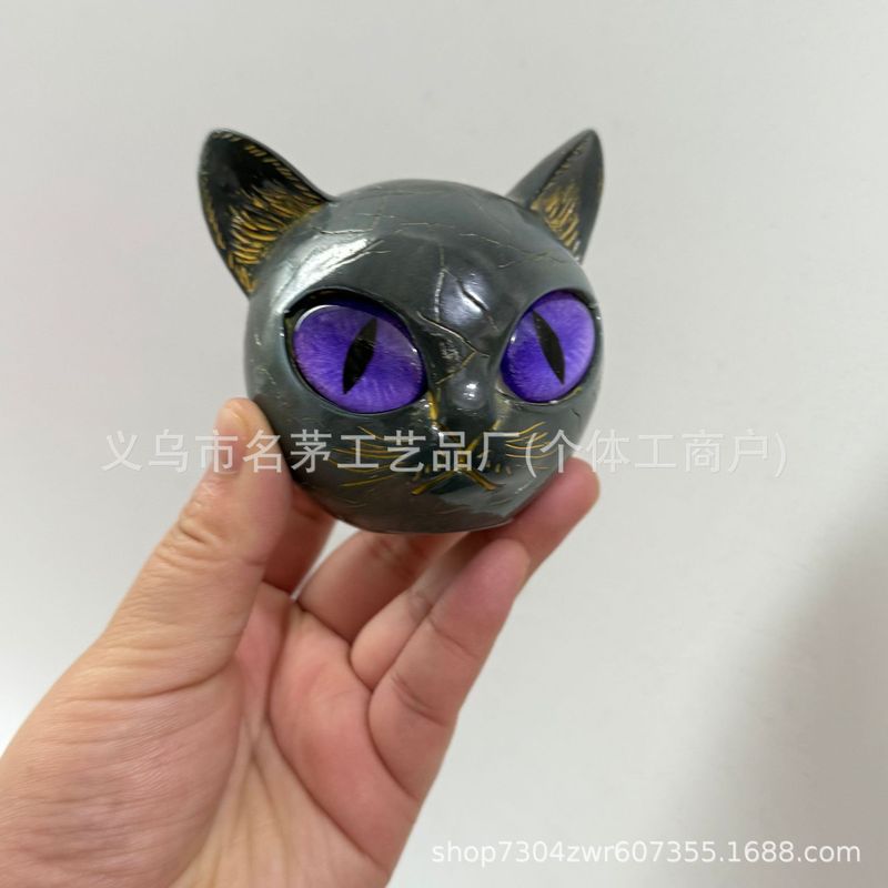 跨境Luxury Black Cat Stone Sculpture奢华黑猫树脂雕像摆件|undefined