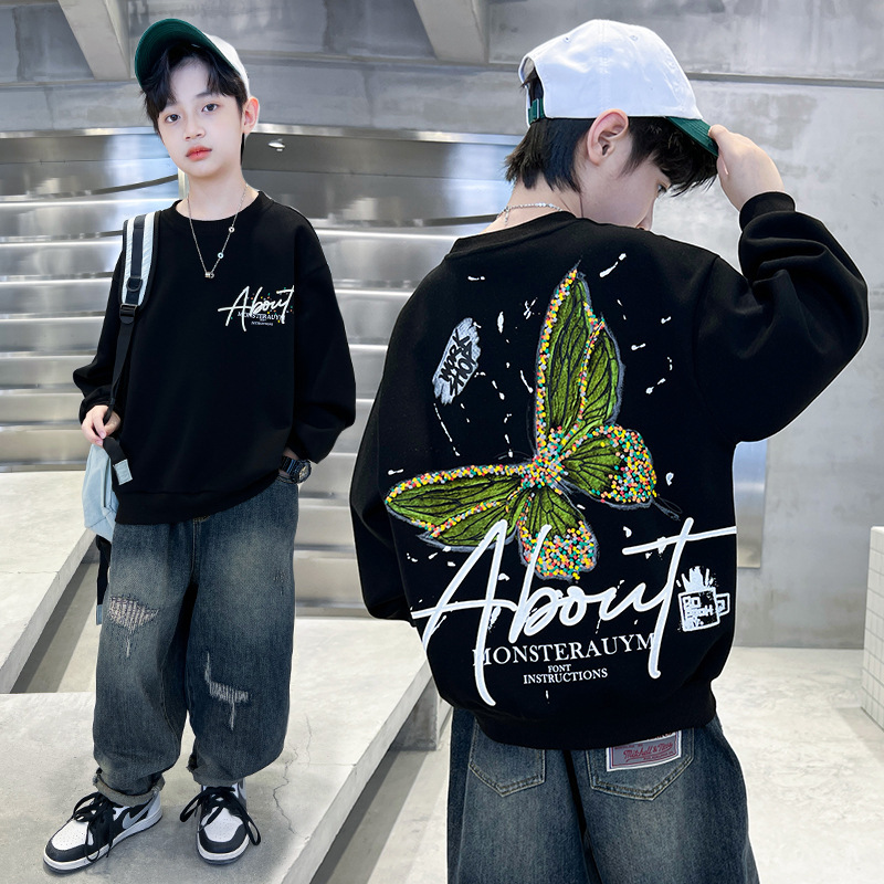 Boys' Fashionable Spring & Fall Pure Cotton Sweatshirts for Medium and Large Boys and Kidsren, Handsome and Stylish, Handsome Winter Trendy Velvet Clothes Boys' Fashionable Spring & Fall Pure Cotton Sweatshirts for Medium and Large Boys and Kidsren, Handsome and Stylish, Handsome Winter Trendy Velvet Clothes