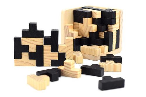 Educational toys wooden Luban lock building blocks Kongming lock leisure intellectual Rubik's cube classical 54T magic beans factory direct sales