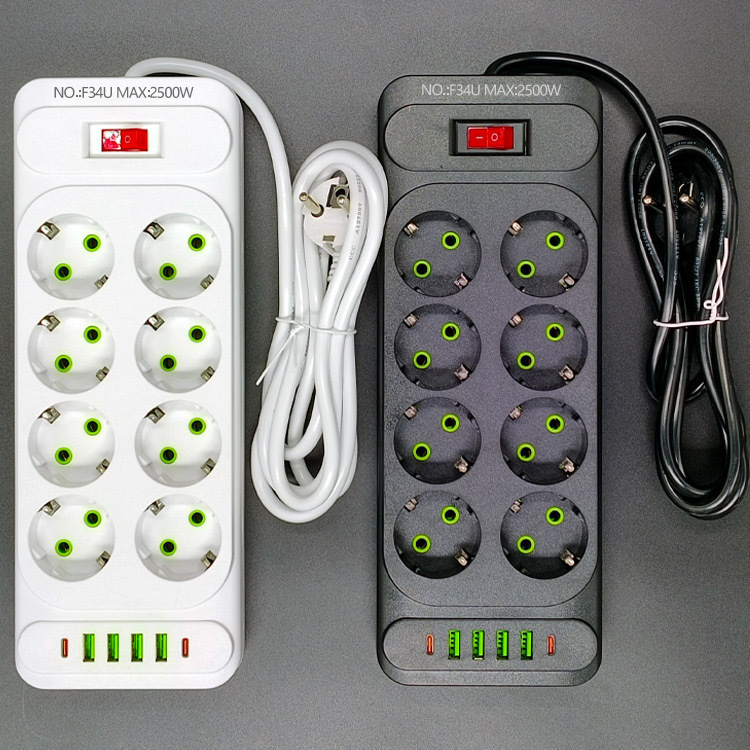 EURO enchufe de línea de conector europeo con conector USB tipo C comercio exterior transfronterizo placa de conexión negra y blanca