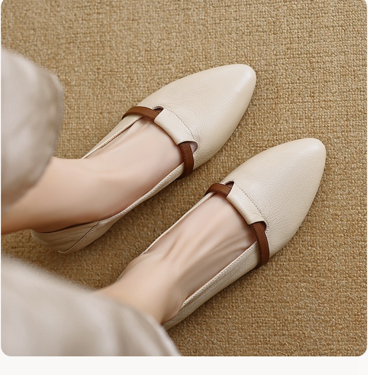Giày cao gót nữ mũi nhọn da cừu gót thô 5 cm phối màu — đen chi tiết 17