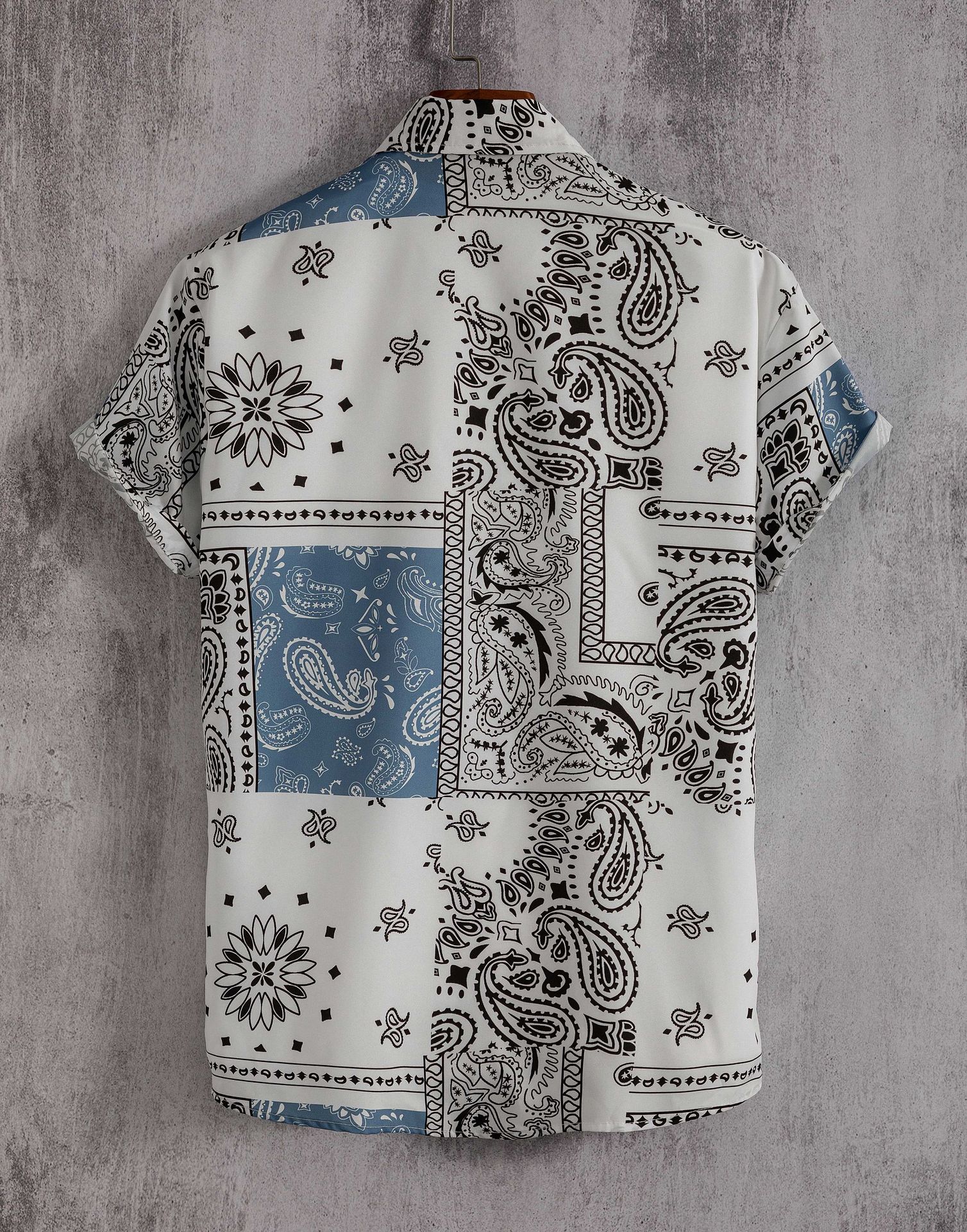 Camicia da uomo a maniche corte stile Paisley, vestibilità casual, non posizionabile_voghion.com