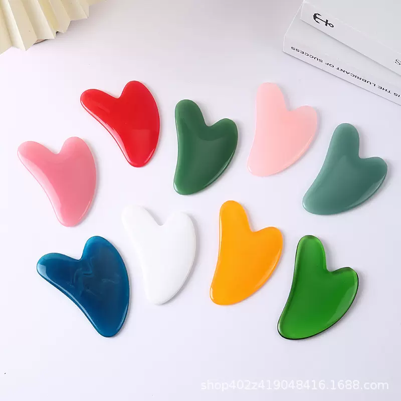 厂家树脂心形养生工具面部经络刮痧修容板按摩器批发护理保健调理