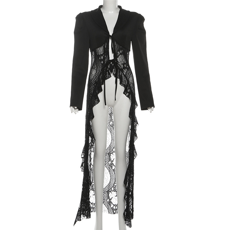 2025 Autumn Winter New Women's Fashion Trendy Street Style Lace Patchwork Cardigan Blazer_ecoleips.com