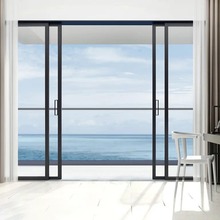 隐藏隔断厨房卫生间阳台推拉门铝合金三联动极窄边框长虹玻璃移门
