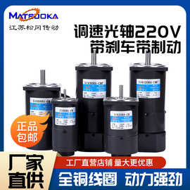 调速光轴刹车带刹车带制动单项可调变速单相减速器小型6W120W250W