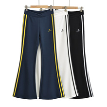 辣妹休闲运动裤女2024夏季新款美式复古低腰修身直筒微喇拖地长裤