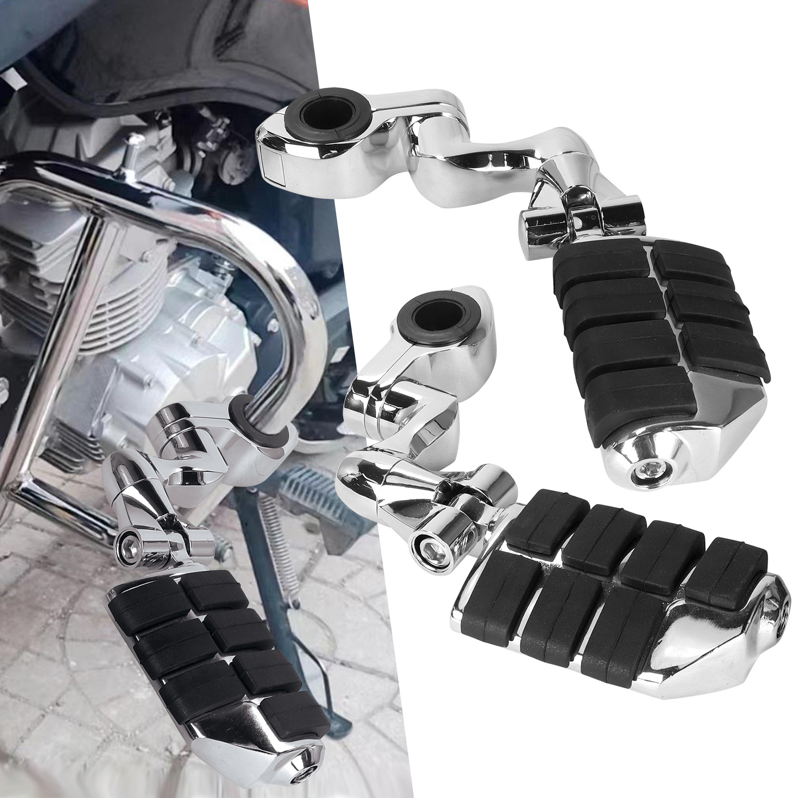 Harley Street Glide Motorcycle Modified Rubber Short Pedal Set Footrest Guard Bar Rest Bracket