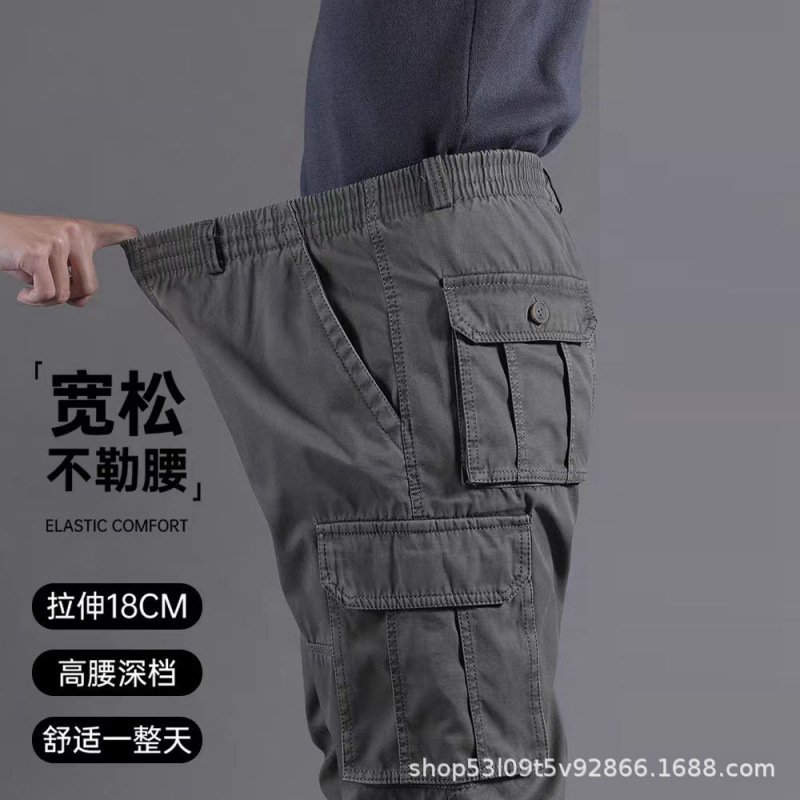 Foreign trade wholesale spring and autumn cotton overalls foreign trade plus size pants site work pants men's multi-pocket resistance