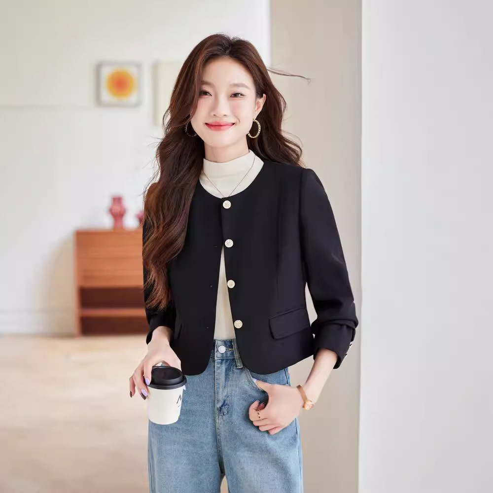 Burgundy autumn elegant classic suit jacket with a round collar