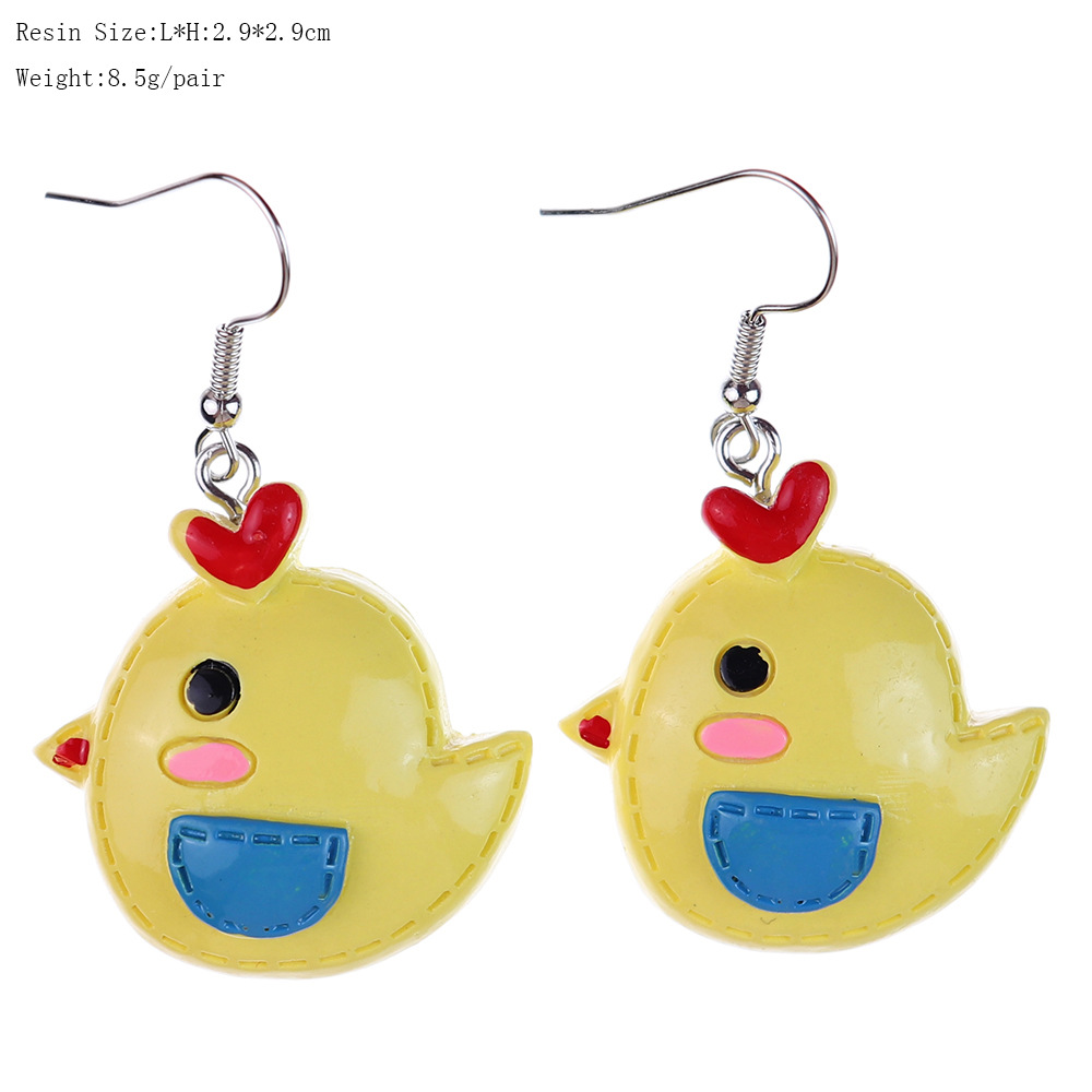 1 Pair Cartoon Style Cute Chick Plastic Drop Earrings display picture 2