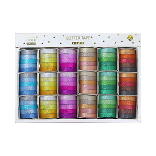 Macaron color glitter tape suit creative DIY Journal tape glitter powder sticker Journal decoration