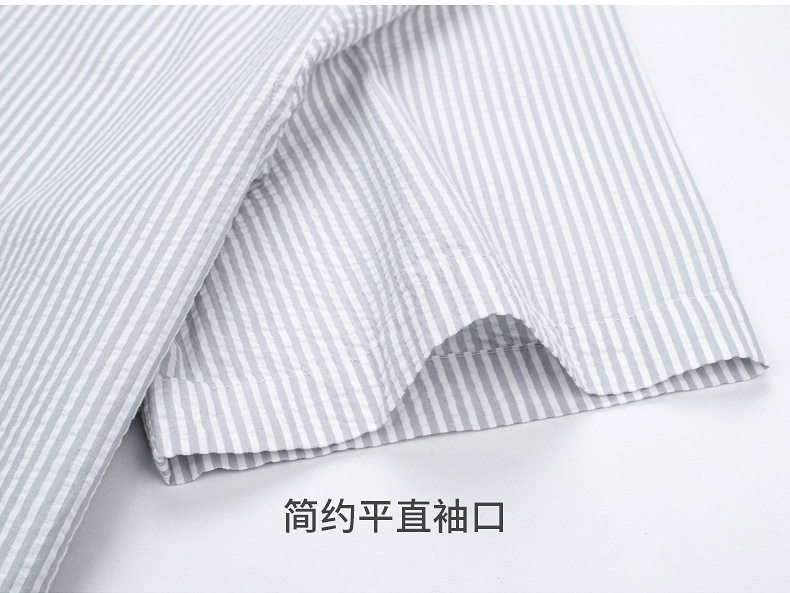 Áo sơ mi nam ngắn tay seersucker sọc kẻ phong cách retro form rộng thoáng mát — Sọc xanh nhạt ngắn tay 25, Sọc xám nhạt-Tay ngắn 26, Tay ngắn sọc cam 29 chi tiết 20