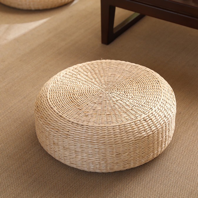 Cojín de paja tejido para meditación, asiento redondo de paja para suelo, oficina, hogar, sala de té, tapete para ventana.