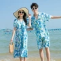 印花夏季母子海边连衣裙