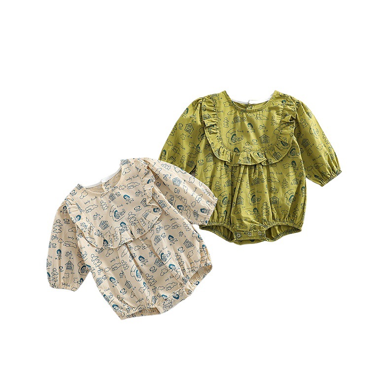 Estilo coreano 2022ins niñas bebé floral de una pieza mameluco recién nacido algodón suave vaina triángulo mameluco