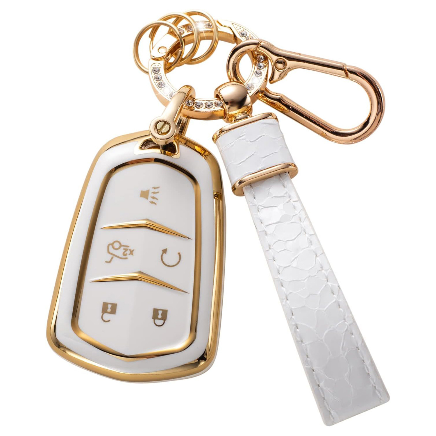 Cross-Border Hot-Selling Gold Edge Key Cover Pendant Car Key Bag Stone Pattern Keychain Amazon Hot Sale Wholesale