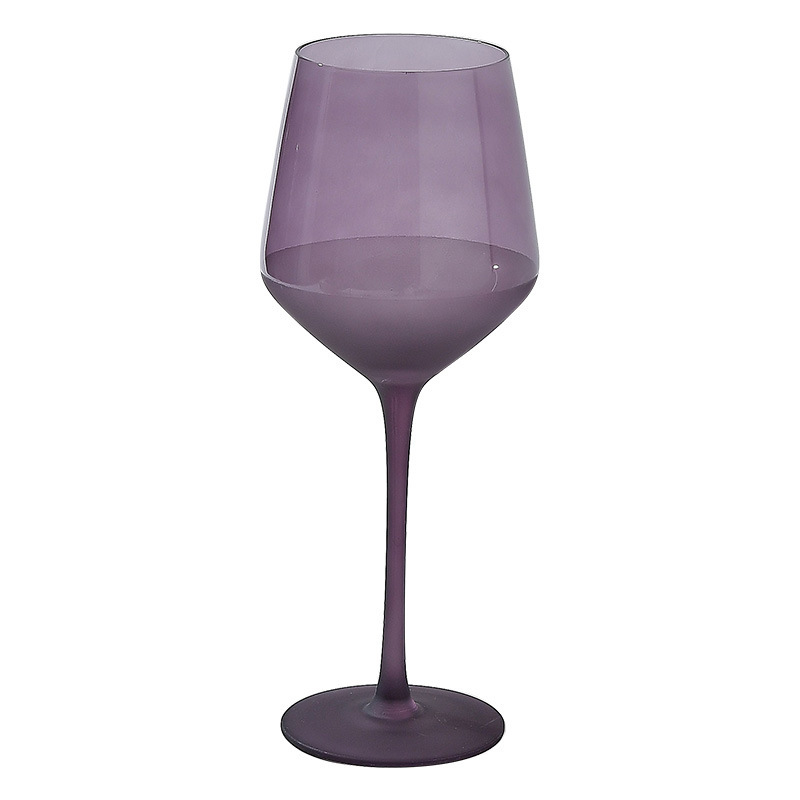Vaso de vidrio esmerilado morado Vaca de vino tinto de uva de alto valor francesa Vaso de champán Vaso de pie corto Sensación avanzada
