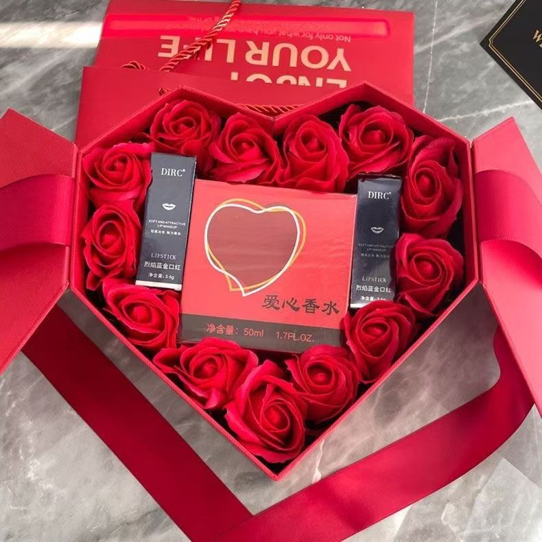 Caja de regalo en forma de corazón, día de San Valentín, caja vacía de amor rosa, regalo de perfume de lápiz labial para su novia