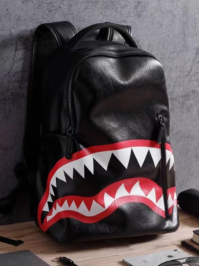 New Shark Backpack Men's and Women's Student Schoolbag Fashion Large Capacity Leisure Travel Fashion Handsome Backpack Fashion Brand