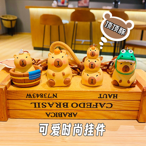 Creative Cartoon Cute Capybara Pendant Capibara Keychain Bag Pendant Small Gift Gift Wholesale