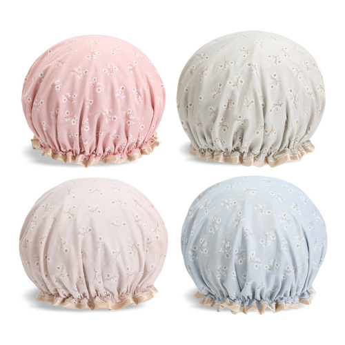 Cotton Cartoon Waterproof Shower Cap for Women Adult Double Print Bath Cute Color Denim Beauty Hat Washing Hair Cap Shower Hat
