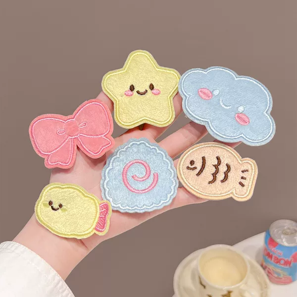 Children's Hair Clip Magic Tape for Girls, Cute Clouds, Stars, Bows, Little Girls' Hair Styling Tool That Doesn't Damage Hair, Autumn