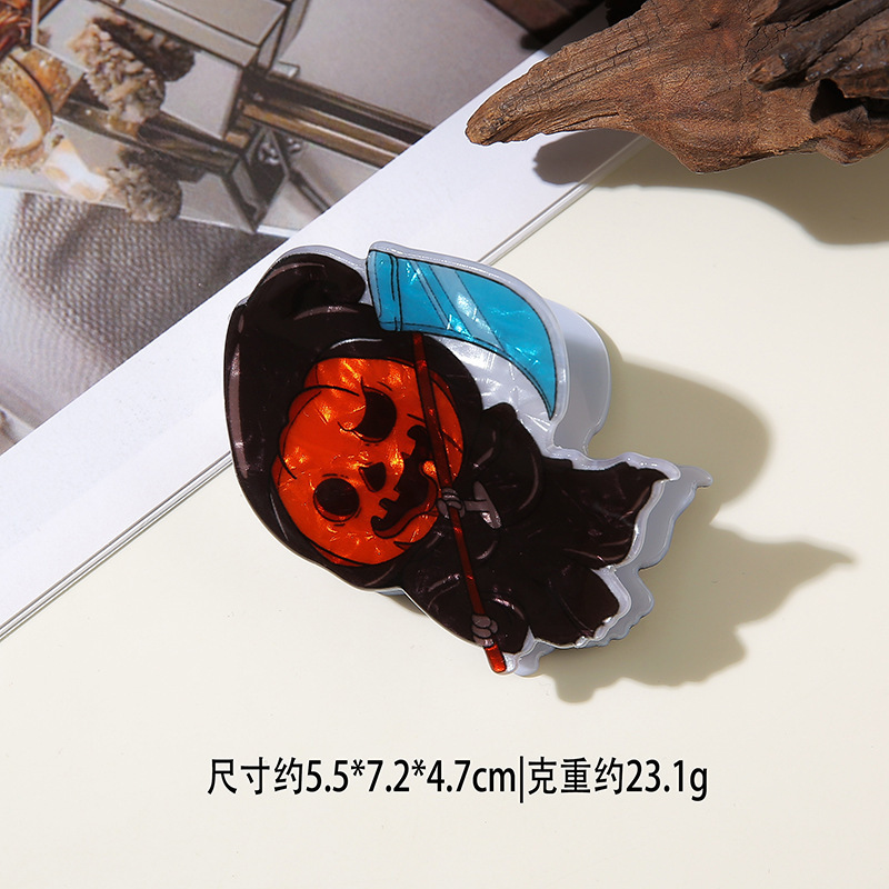工厂批发仿醋酸万圣节搞怪暗黑风鲨鱼夹个性创意南瓜发夹幽灵抓夹|undefined