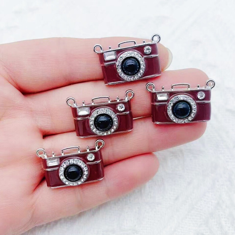 新しいレトロブラウンカメラダブルペンダントペンダント手作り diy ブレスレットネックレス首輪キーホルダージュエリー|undefined
