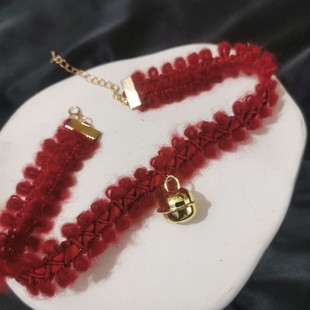 Original autumn and winter plush leather woven Christmas bell collar choker neck jewelry