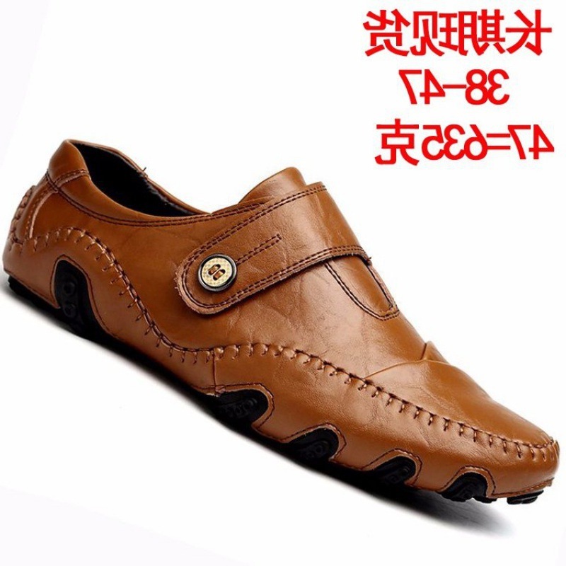 Zapatos de cuero para hombre, video del producto real, tallas grandes 45 46 47, zapatos de conductor, zapatos casuales de cuero para hombre, zapatos de trabajo