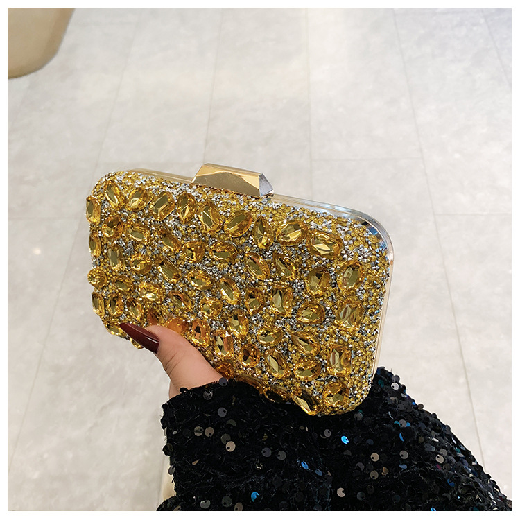 New cross-border full-diamond shiny bags, diamond-encrusted clutch bags, dinner bags, wedding banquet bags, party bags, small square bags and women's bags undefined